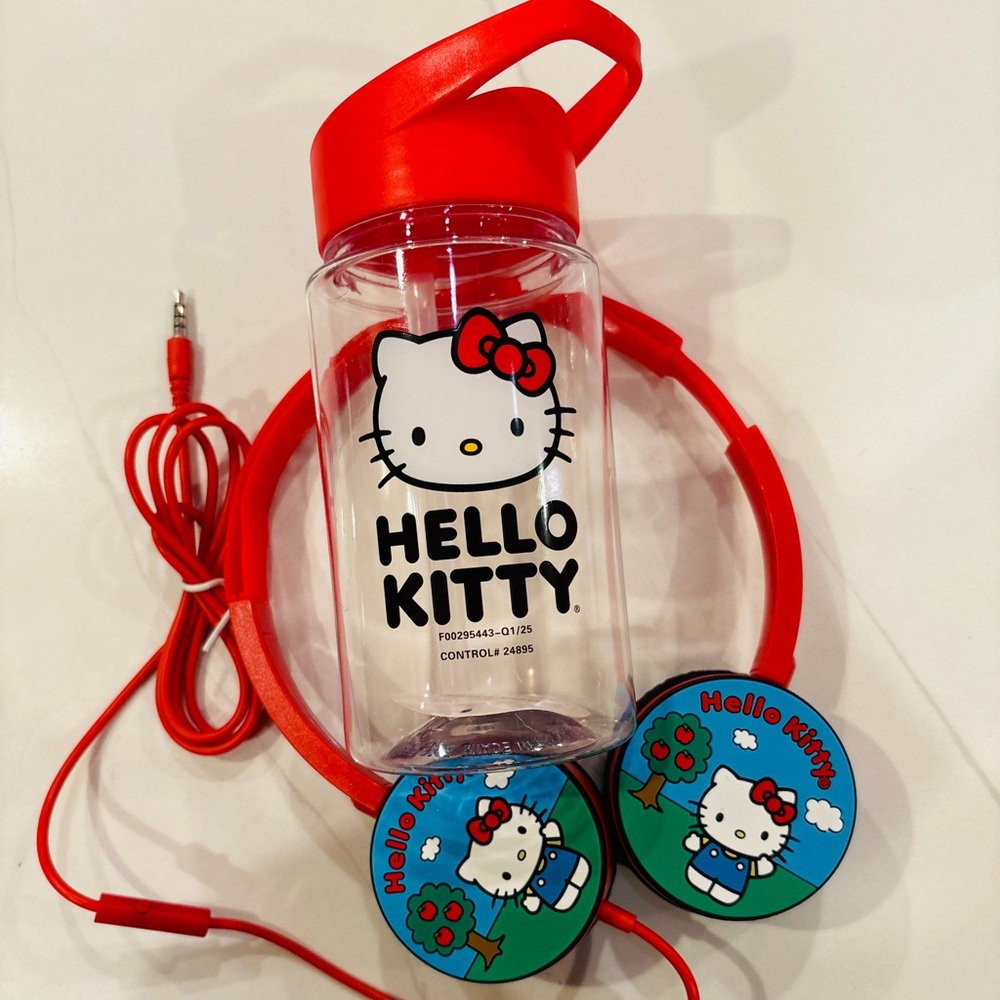 Hello Kitty Headphone and Water Bottle